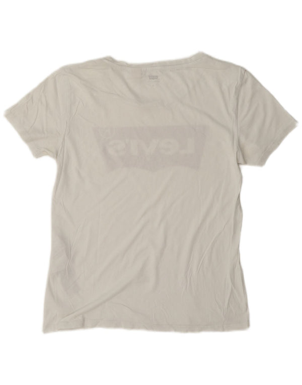 Levi's Womens Graphic T-Shirt Top UK 10 Small White Cotton