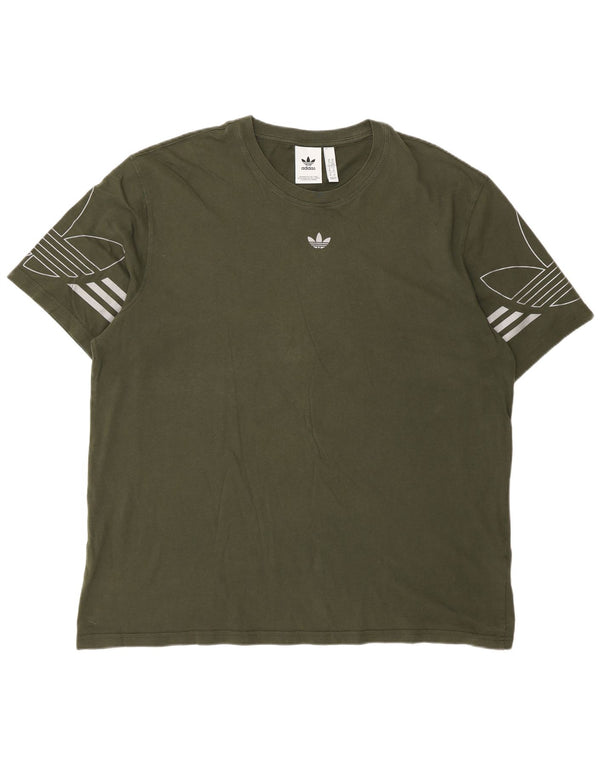 Adidas Mens Graphic T-Shirt Top XL Green Cotton