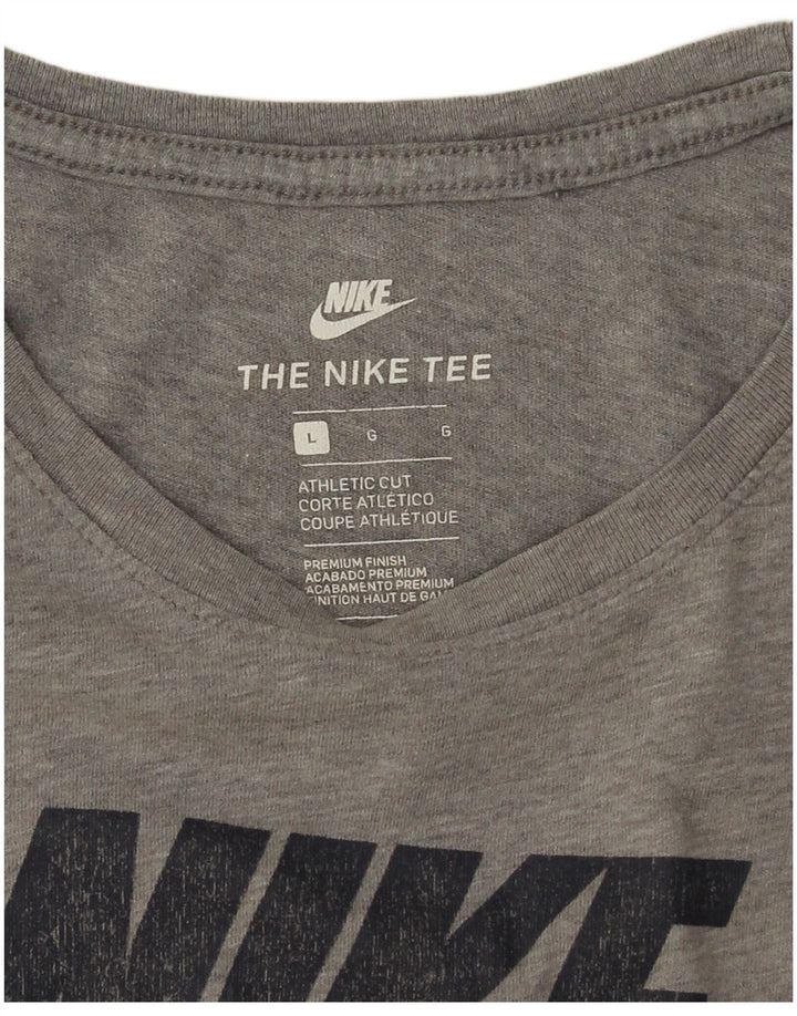 Nike Mens Athletic Cut Graphic T-Shirt Top Large Grey Flecked
