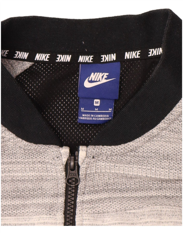 NIKE Mens Tracksuit Top Jacket Medium Grey Striped Cotton