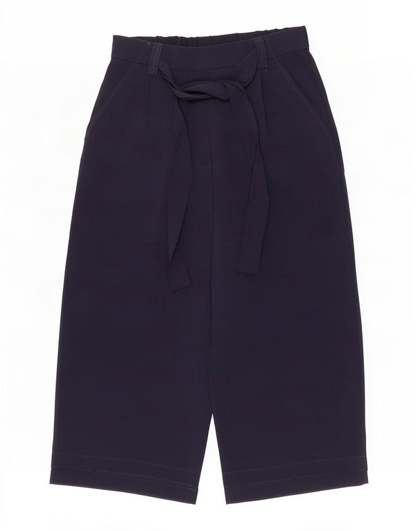 Zara Womens Wide Leg Capri Trousers Small W28 L22 Navy Blue Polyester