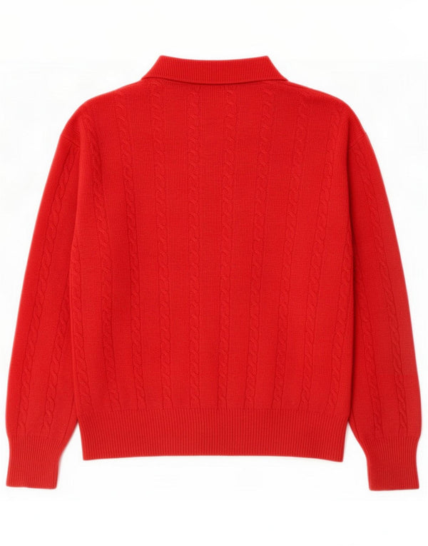 Les Copains Mens Polo Neck Jumper Sweater IT 54 XL Red Wool