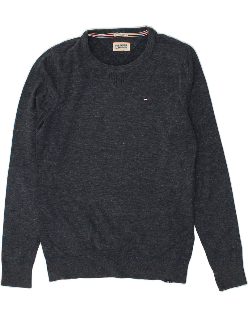 TOMMY HILFIGER Mens Sweatshirt Jumper Medium Navy Blue Flecked Cotton | Vintage Tommy Hilfiger | Thrift | Second-Hand Tommy Hilfiger | Used Clothing | Messina Hembry 