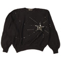 Vintage Womens Oversized Crop Crew Neck Jumper Sweater IT 46 Large Black