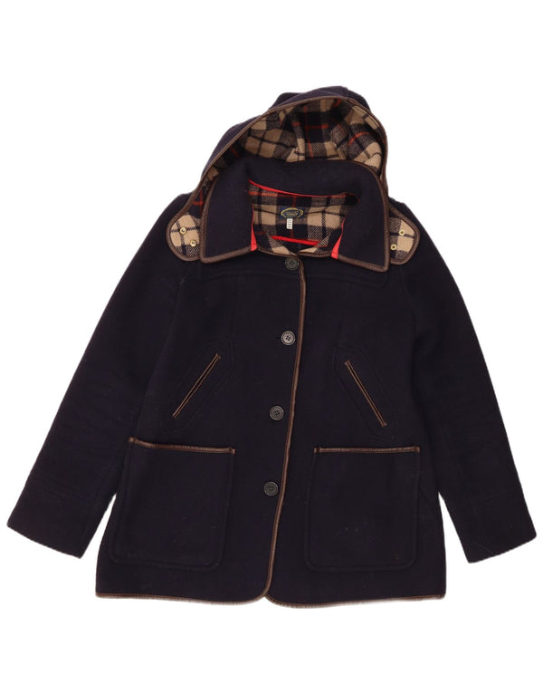 Joules Womens Hooded Overcoat UK 12 Medium Navy Blue Polyester