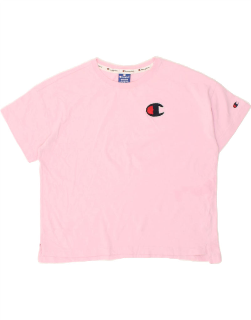 CHAMPION Womens Graphic T-Shirt Top UK 14 Medium Pink Cotton | Vintage Champion | Thrift | Second-Hand Champion | Used Clothing | Messina Hembry 