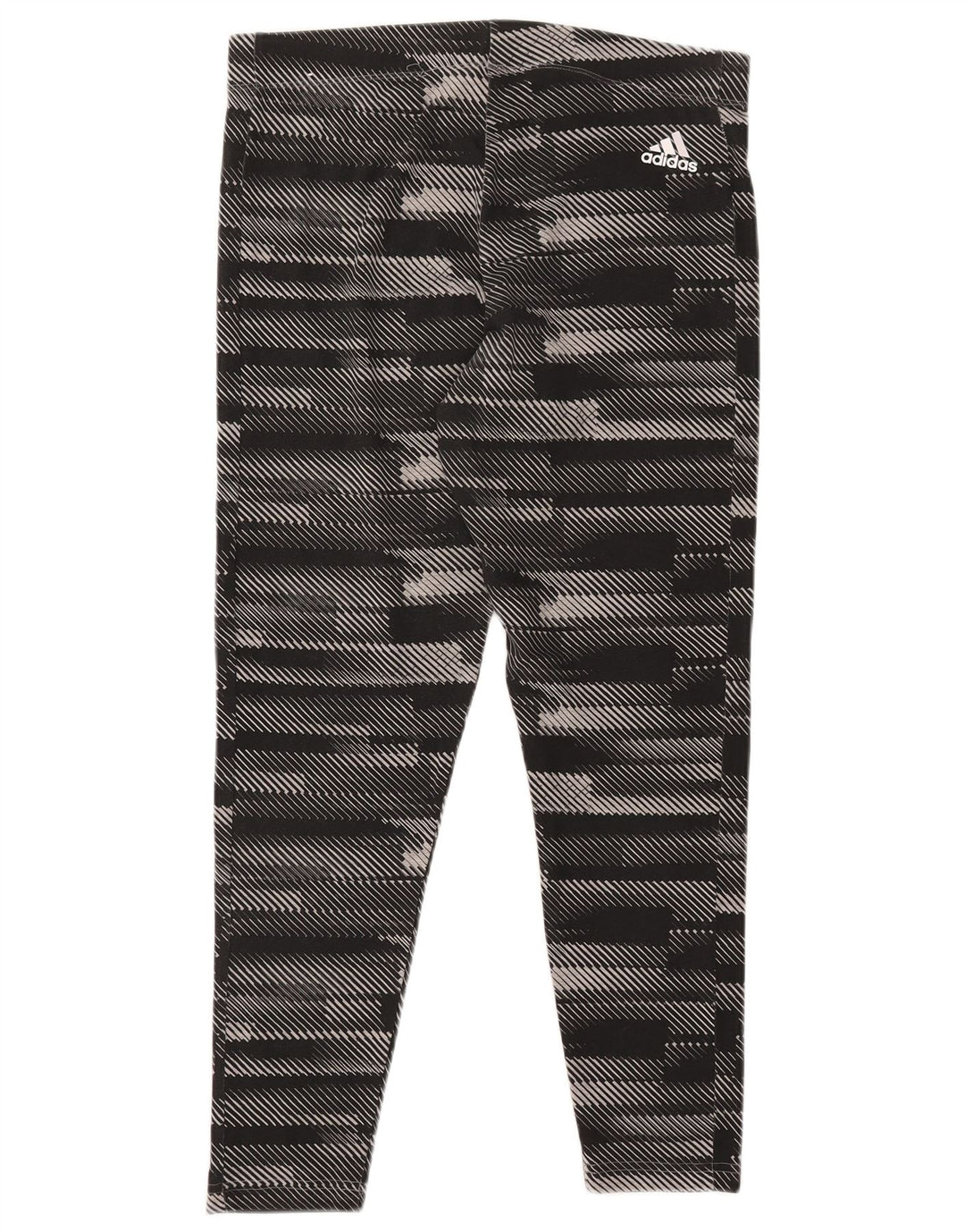 ADIDAS Womens Graphic Leggings UK 16/18 Large  Black Striped Cotton