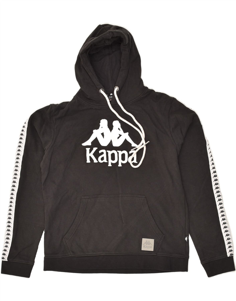 KAPPA Womens Graphic Hoodie Jumper UK 18 XL Black Cotton | Vintage Kappa | Thrift | Second-Hand Kappa | Used Clothing | Messina Hembry 