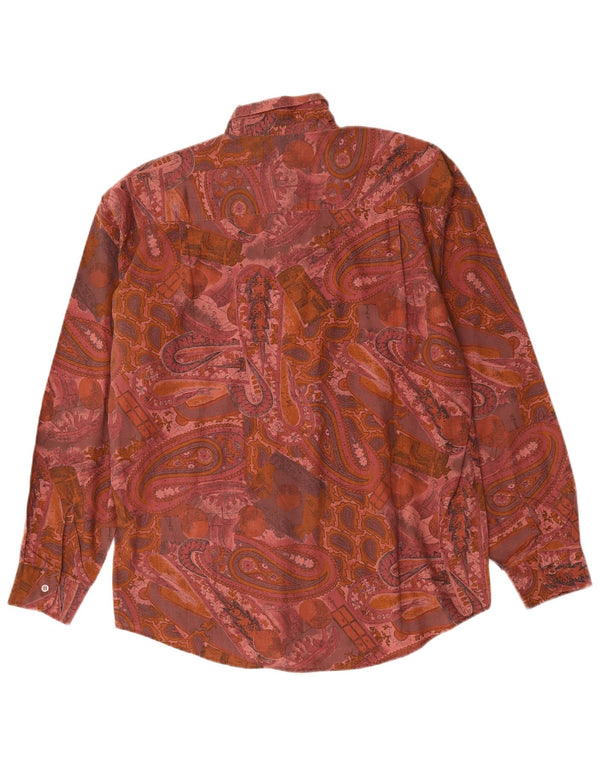 Vintage Mens Shirt Large Pink Paisley