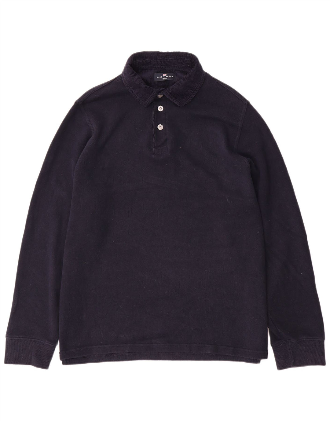 Marks & Spencer Mens Blue Harbour Long Sleeve Polo Shirt Large Navy Blue