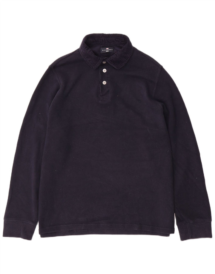 Marks & Spencer Mens Blue Harbour Long Sleeve Polo Shirt Large Navy Blue