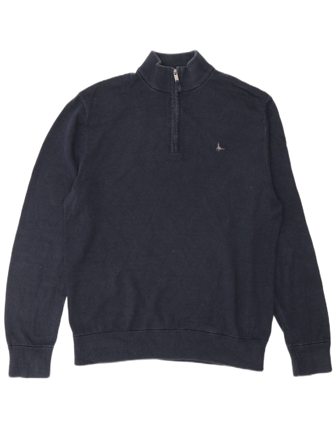 Jack Wills Mens Zip Neck Jumper Sweater Large Navy Blue Cotton