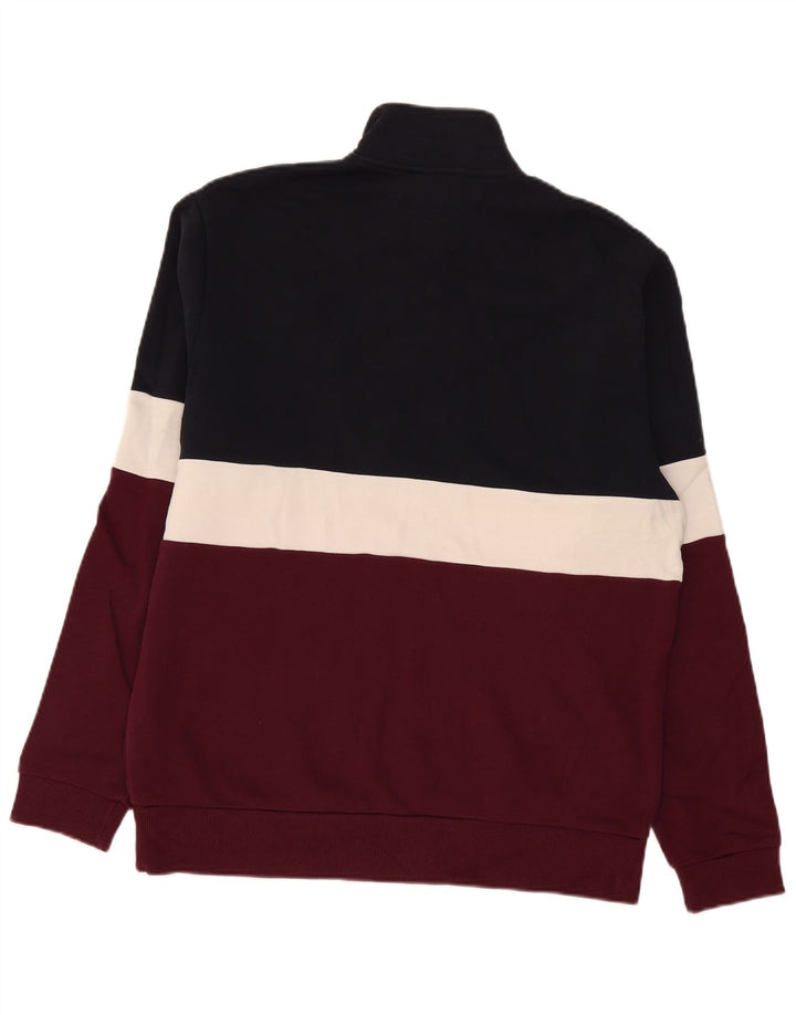 Fred Perry Mens Zip Neck Sweatshirt Jumper Medium Multicoloured Colourblock