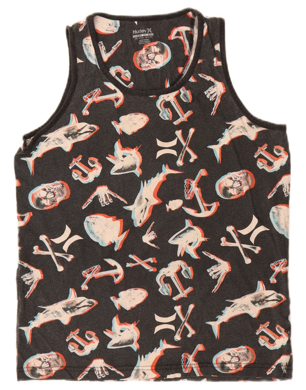 Hurley Boys Graphic Vest Top 12-13 Years Large Grey Animal Print