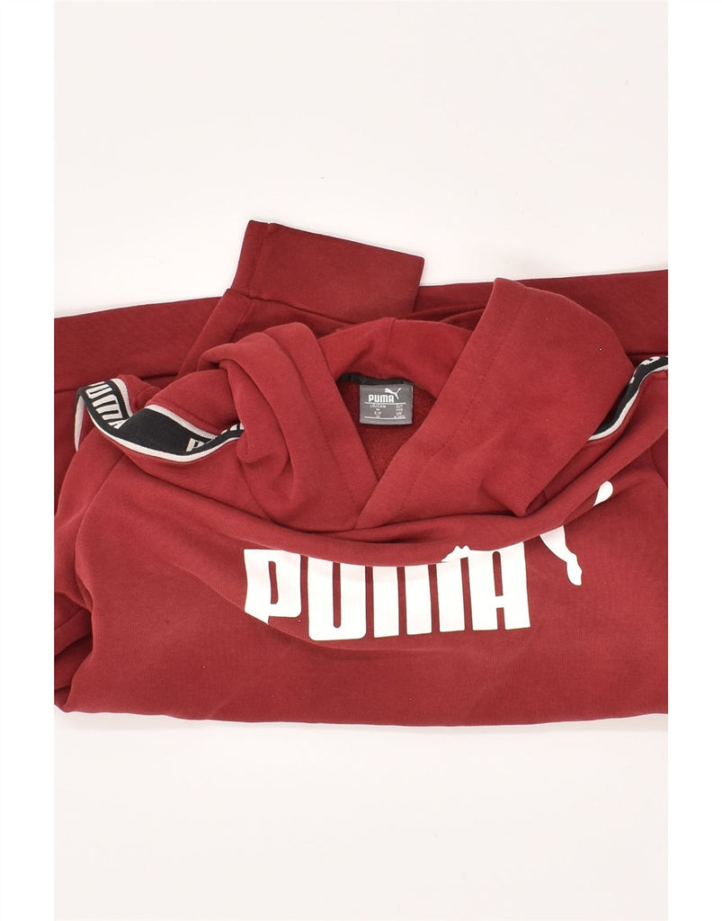 PUMA Boys Graphic Hoodie Jumper 9-10 Years Burgundy Cotton | Vintage Puma | Thrift | Second-Hand Puma | Used Clothing | Messina Hembry 