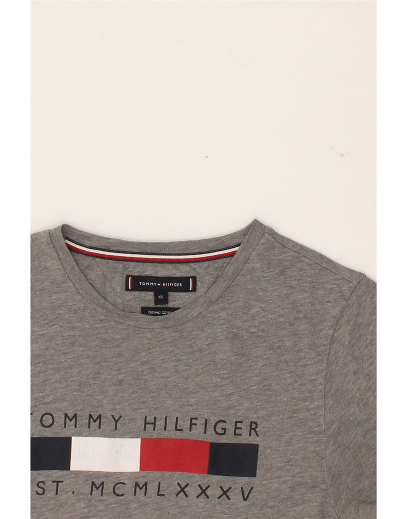TOMMY HILFIGER Mens Graphic T-Shirt Top XS Grey Cotton Vintage Tommy Hilfiger and Second-Hand Tommy Hilfiger from Messina Hembry 