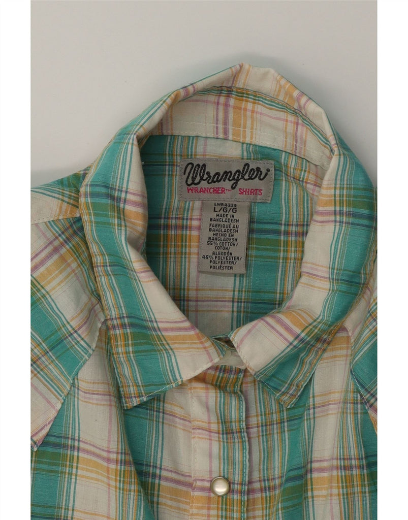 WRANGLER Womens Loose Fit Shirt UK 16 Large Green Check Cotton Vintage Wrangler and Second-Hand Wrangler from Messina Hembry 