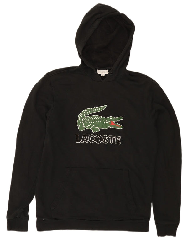 Lacoste Mens Graphic Hoodie Jumper Size 5 Large Black Cotton