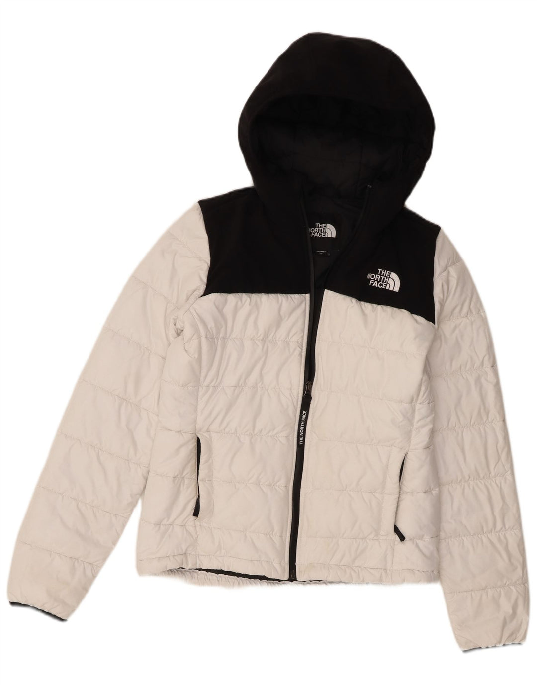 The North Face Womens Hooded Padded Jacket UK 10 Small White Colourblock