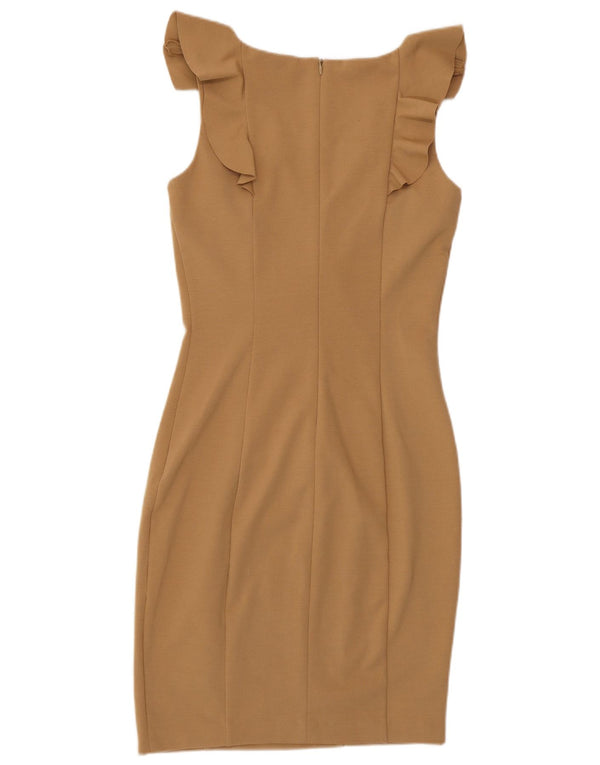 Oasis Womens Sleeveless Bodycon Dress UK 8 Small Brown Polyester