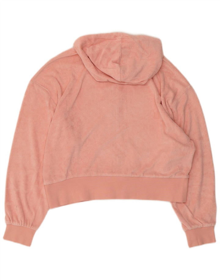 PUMA Womens Crop Velour Zip Hoodie Sweater UK 14 Large Pink