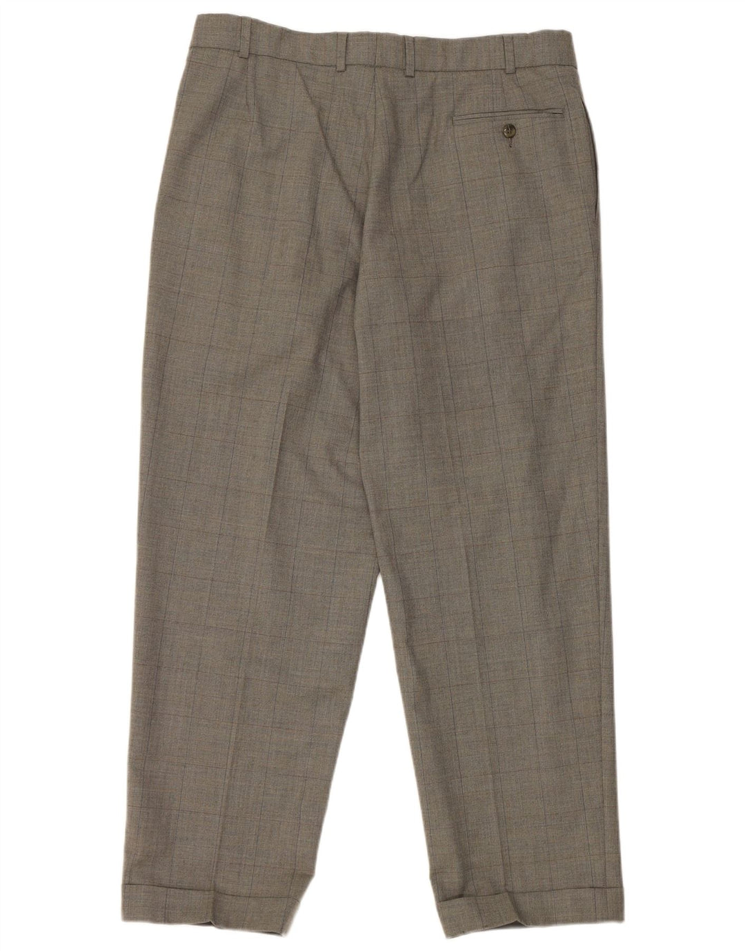 Marks & Spencer Mens Pegged Suit Trousers W36 L29 Grey Check Wool