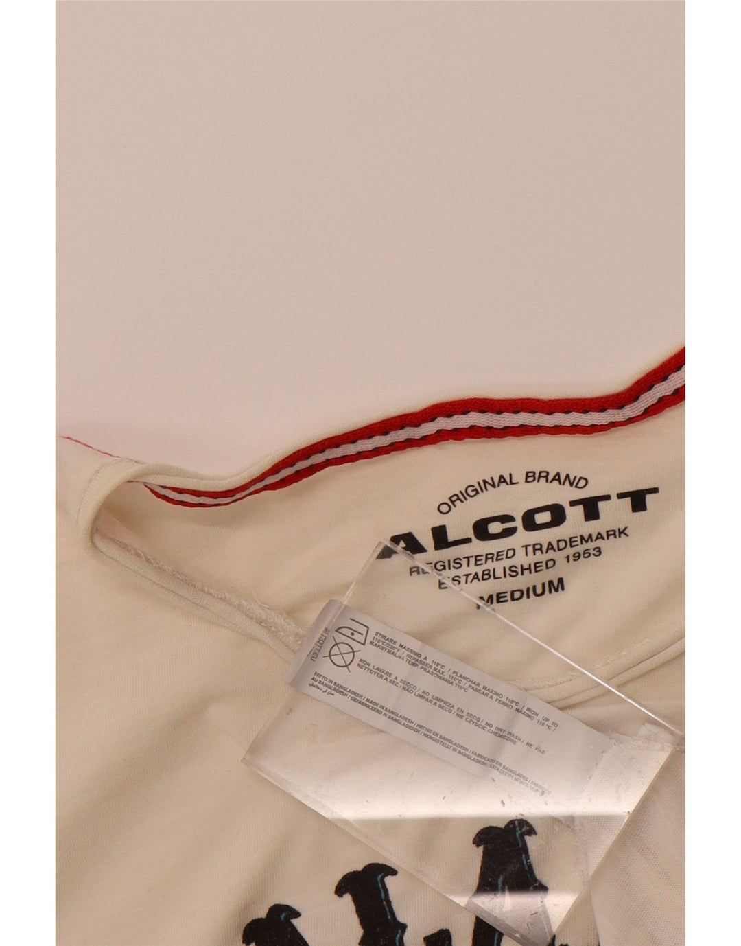 ALCOTT Womens Graphic T-Shirt Top UK 14 Medium White Vintage Alcott and Second-Hand Alcott from Messina Hembry 