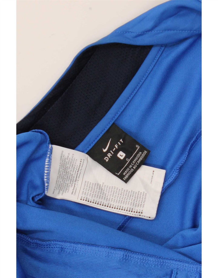 Nike Mens Dri Fit Tracksuit Top Jacket Large Blue Colourblock Polyester