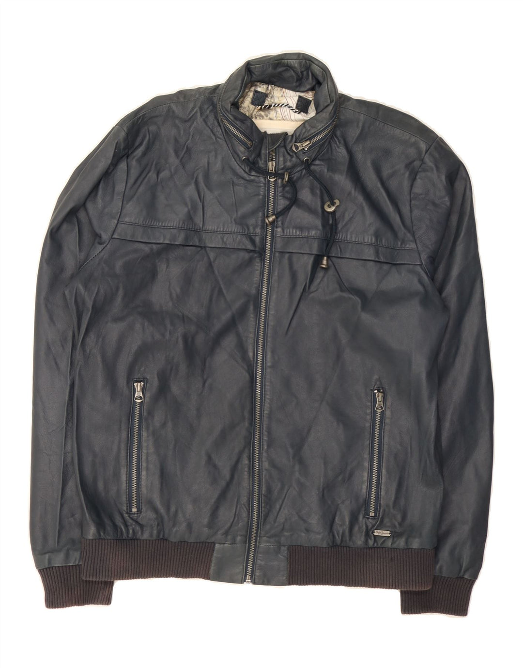 PEPE JEANS Womens Leather Jacket UK 18 XL Navy Blue Leather Vintage PEPE Jeans and Second-Hand PEPE Jeans from Messina Hembry 