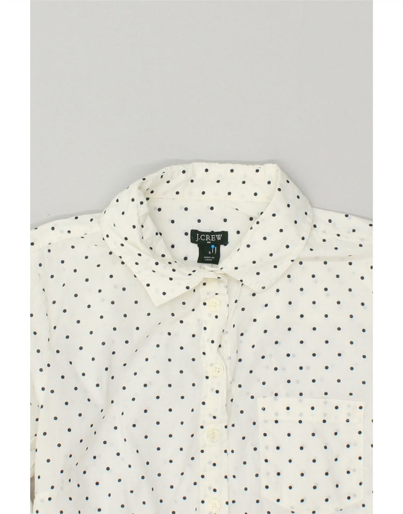J. CREW Womens Pullover Shirt UK 10 Small White Polka Dot Cotton | Vintage J. Crew | Thrift | Second-Hand J. Crew | Used Clothing | Messina Hembry 