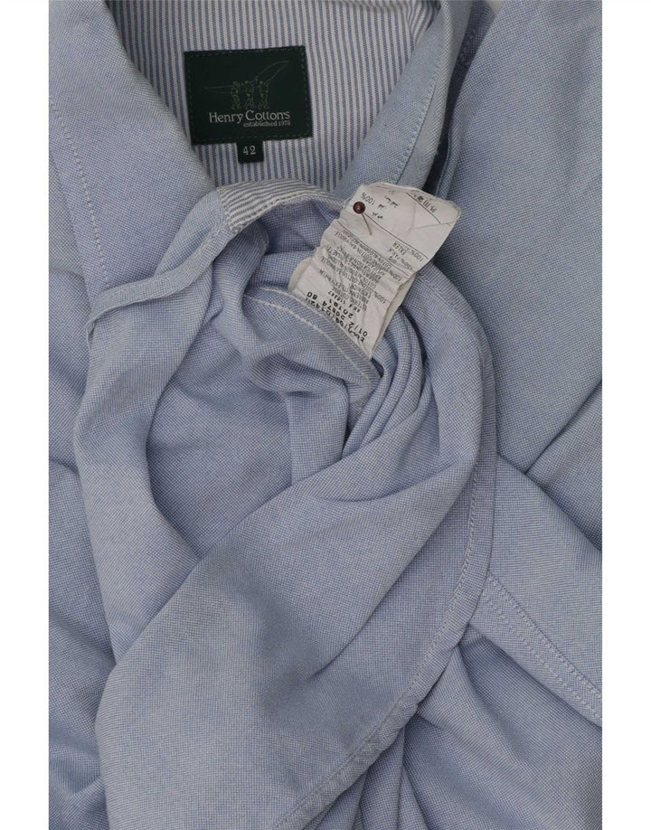 Henry Cottons Mens Shirt Size 42 Large Blue Cotton