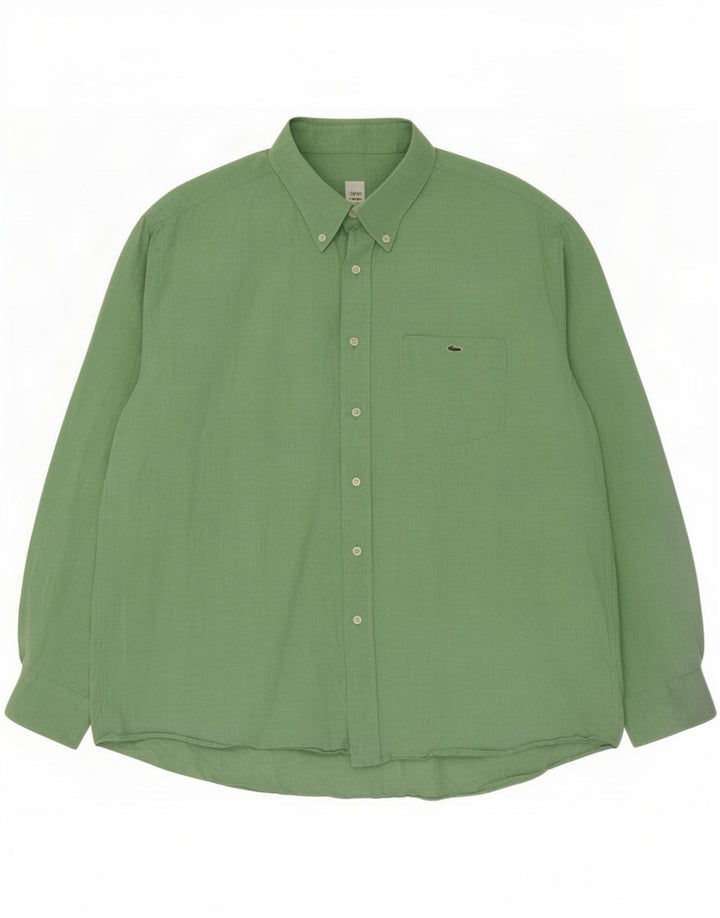 Lacoste Mens Shirt Size 44 XL Green Linen