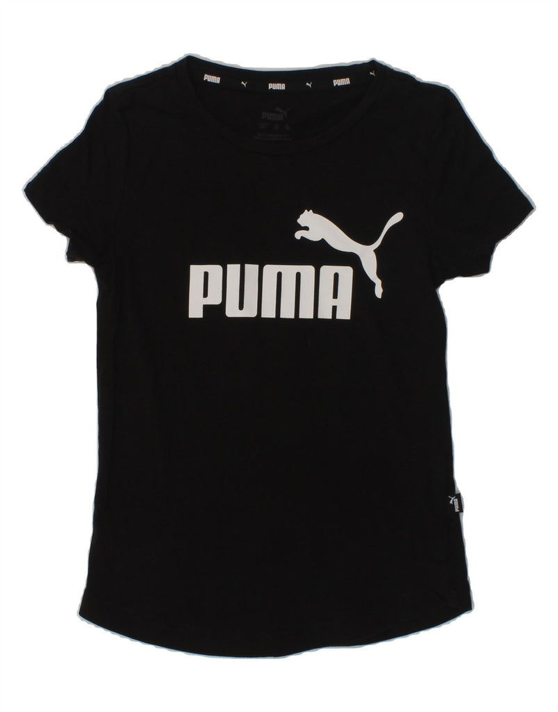 PUMA Girls Graphic T-Shirt Top 7-8 Years Black Cotton | Vintage Puma | Thrift | Second-Hand Puma | Used Clothing | Messina Hembry 