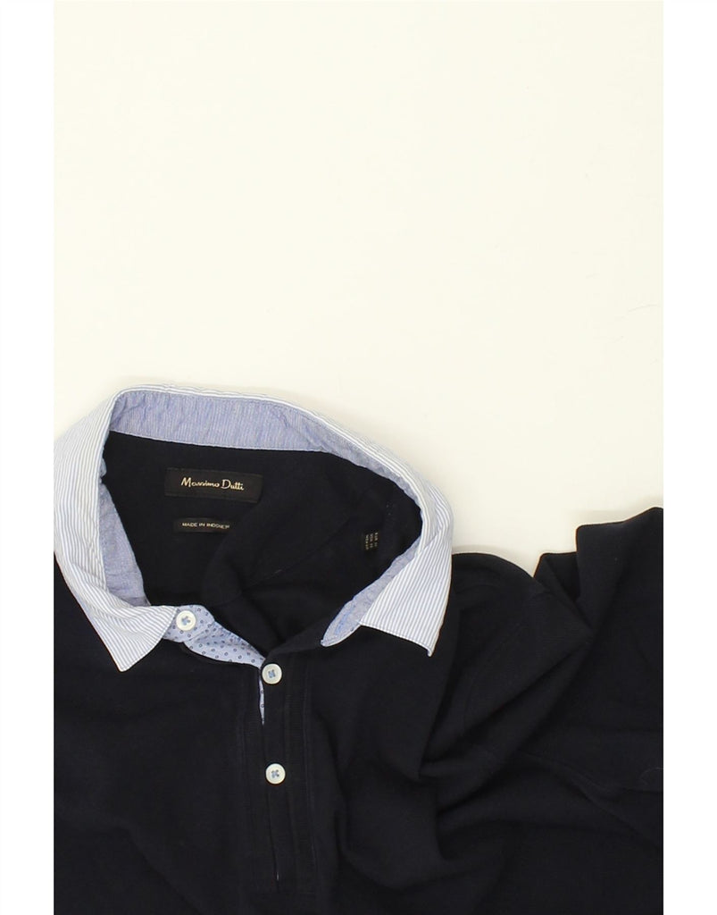 MASSIMO DUTTI Mens Polo Shirt XL Navy Blue Cotton | Vintage Massimo Dutti | Thrift | Second-Hand Massimo Dutti | Used Clothing | Messina Hembry 
