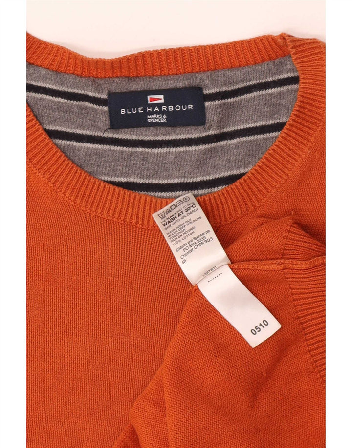 Marks & Spencer Mens Blue Harbour Crew Neck Jumper Sweater Large Orange