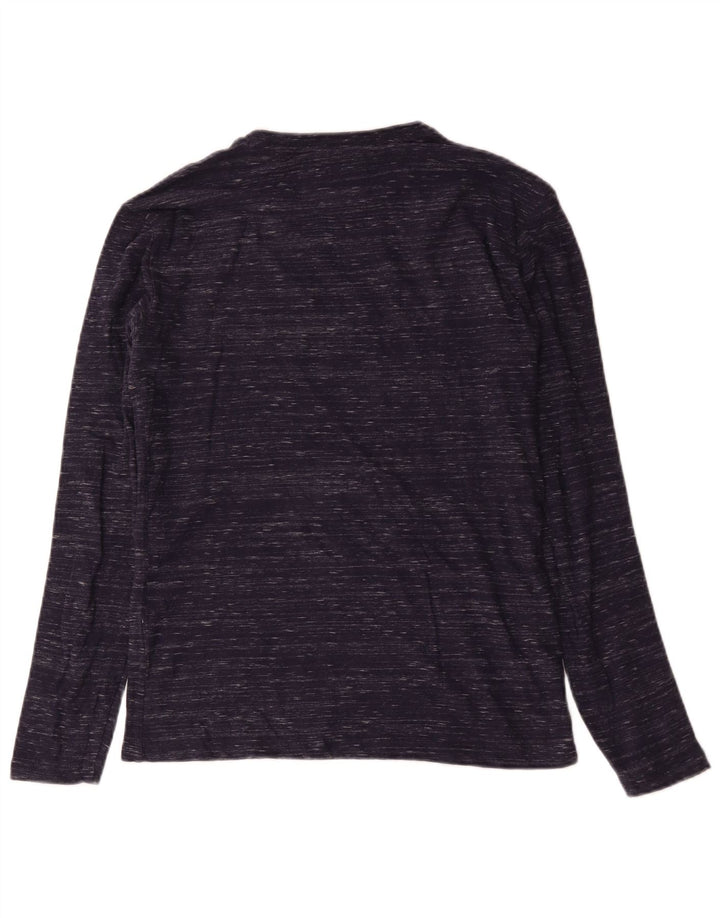 Superdry Mens Top Long Sleeve Small Navy Blue Flecked Cotton