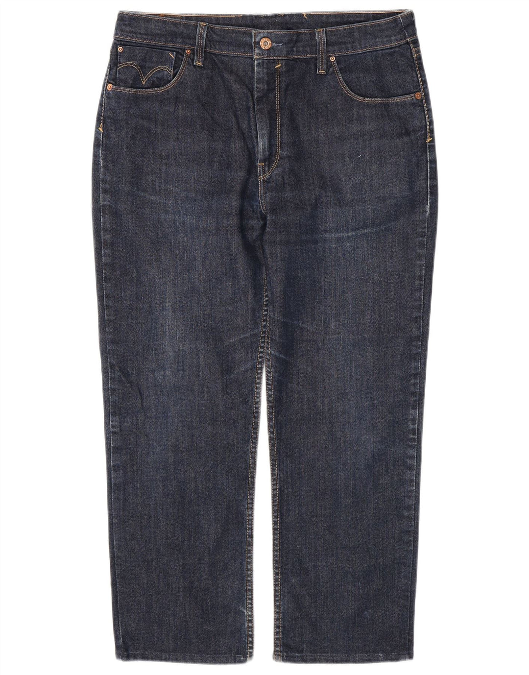 Levi's Womens Crop Straight Jeans W34 L26 Navy Blue Cotton