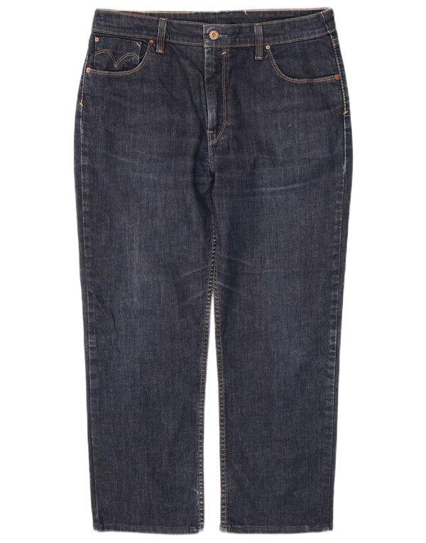 Levi's Womens Crop Straight Jeans W34 L26 Navy Blue Cotton