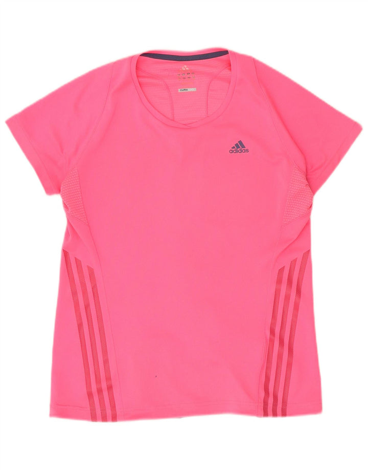 Adidas Womens Climacool T-Shirt Top UK 12 Medium Pink Polyester