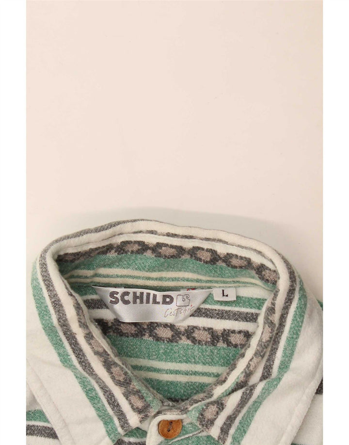 Schild Mens Flannel Shirt Large Grey Striped
