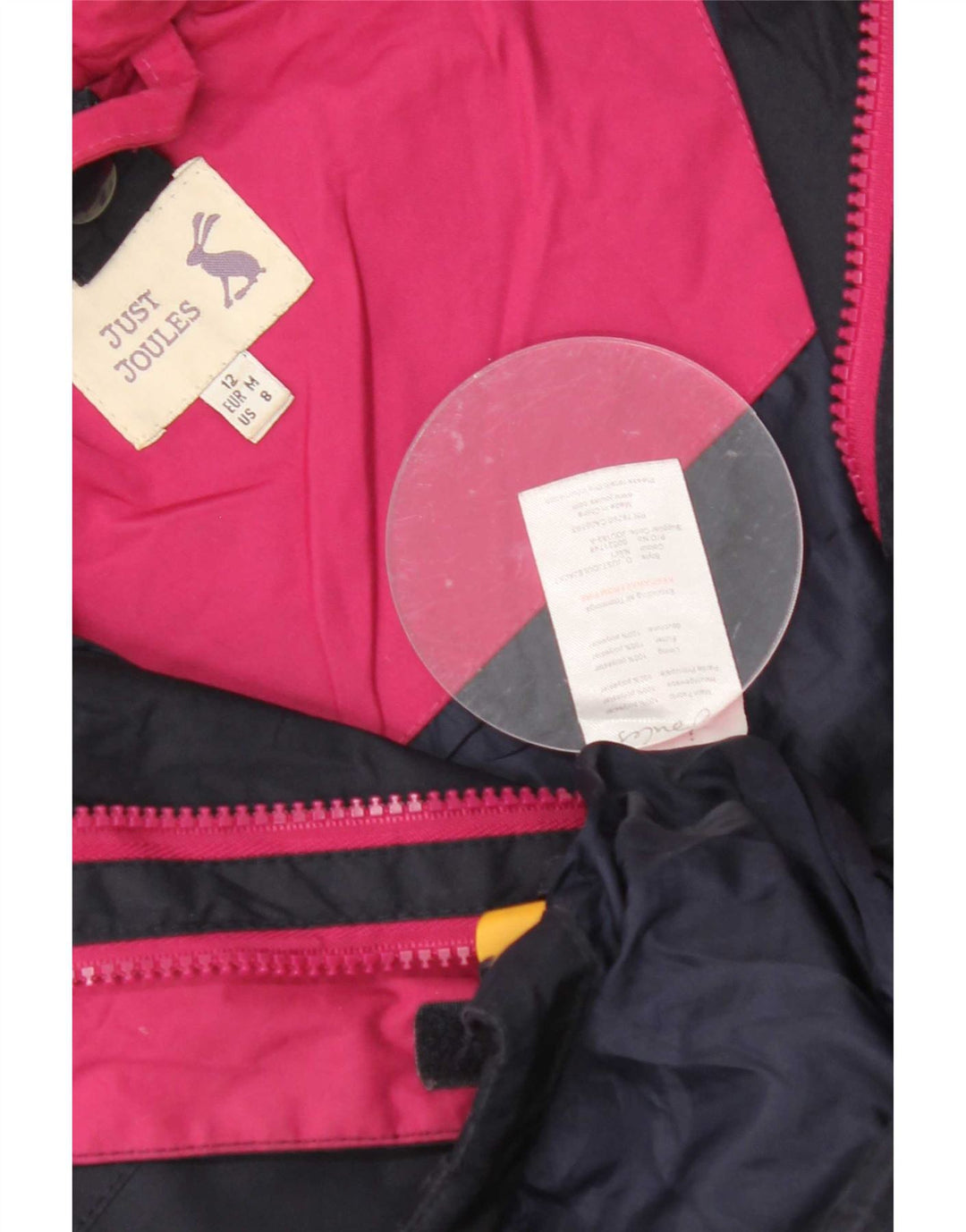 Joules Womens Hooded Rain Jacket UK 12 Medium Navy Blue Polyester