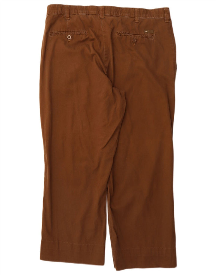 LEE Mens Custom Fit Cropped Trousers W36 L25 Brown Cotton
