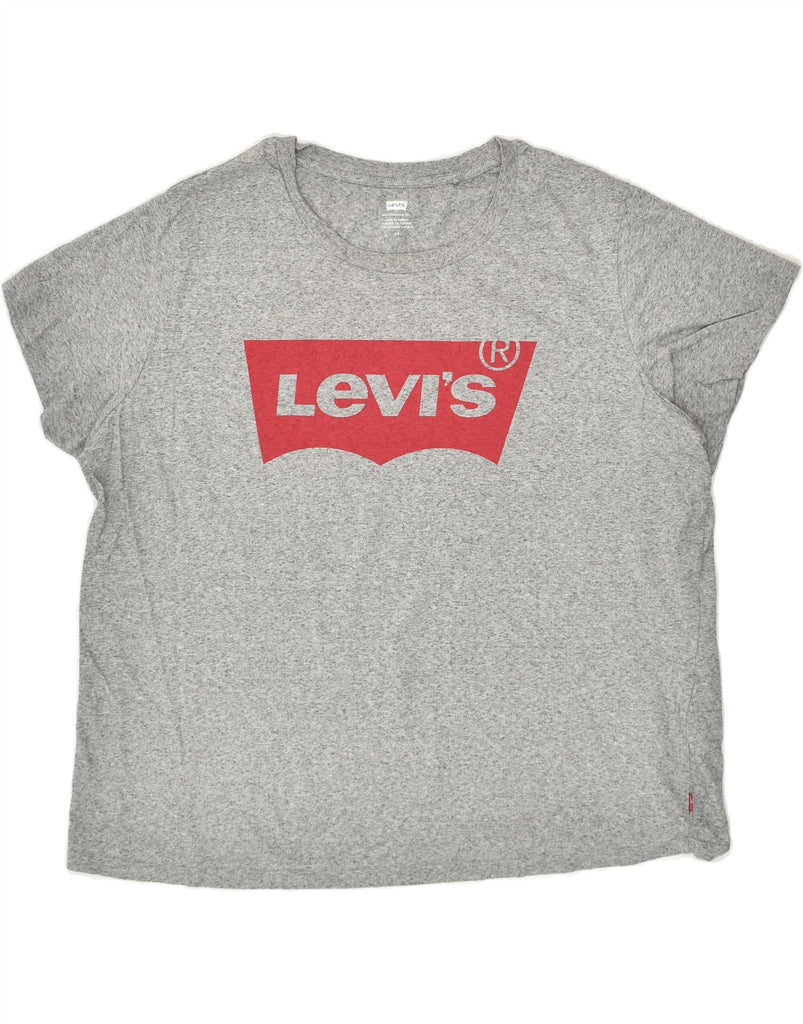 LEVI'S Womens T-Shirt Top UK 20 2XL Grey Flecked Cotton | Vintage Levi's | Thrift | Second-Hand Levi's | Used Clothing | Messina Hembry 