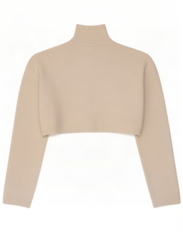 Zara Womens Crop Oversized Turtle Neck Jumper Sweater UK 10 Small White