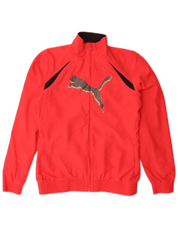 Puma Boys Graphic Tracksuit Top Jacket 15-16 Years Red Colourblock
