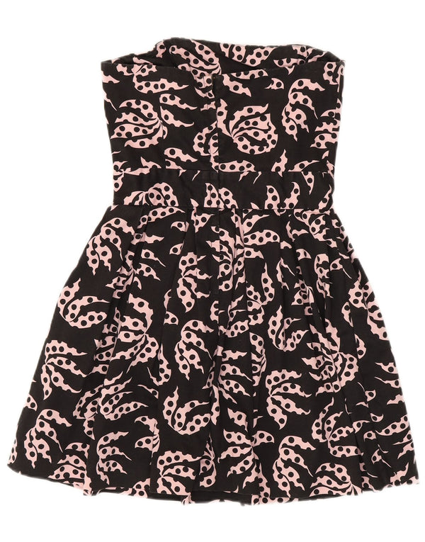FRENCH CONNECTION Womens Short Strapless Dress UK 4 XS Black Floral