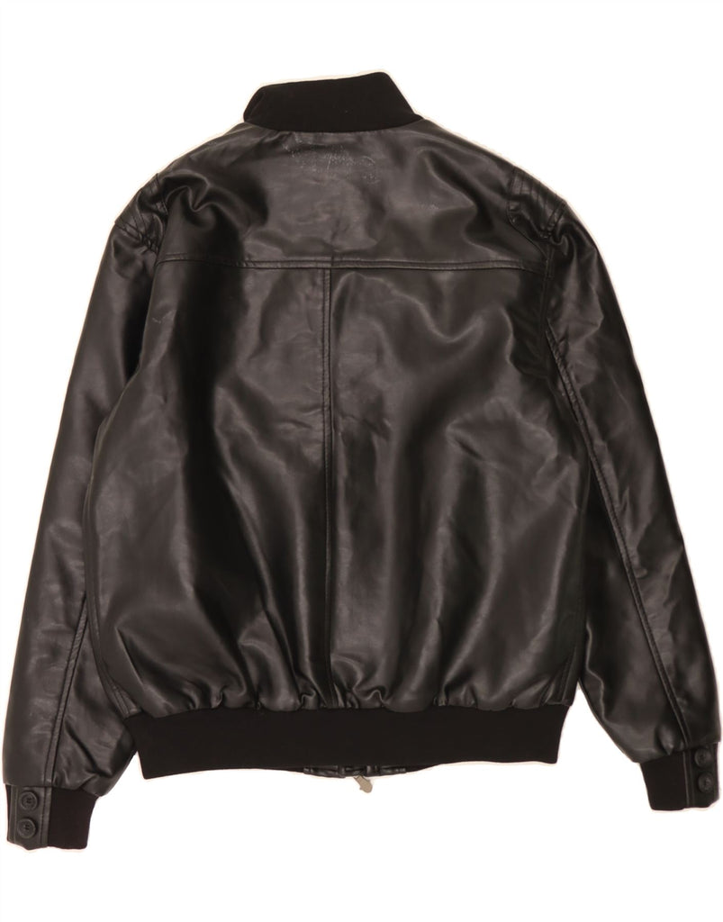 REPORTAGE Mens Faux Leather Bomber Jacket UK 40 Large Black Vintage Reportage and Second-Hand Reportage from Messina Hembry 