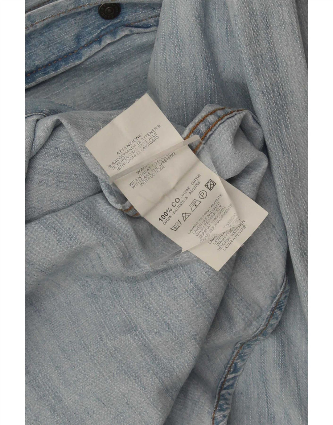 Carrera Mens Denim Shirt Medium Blue Cotton