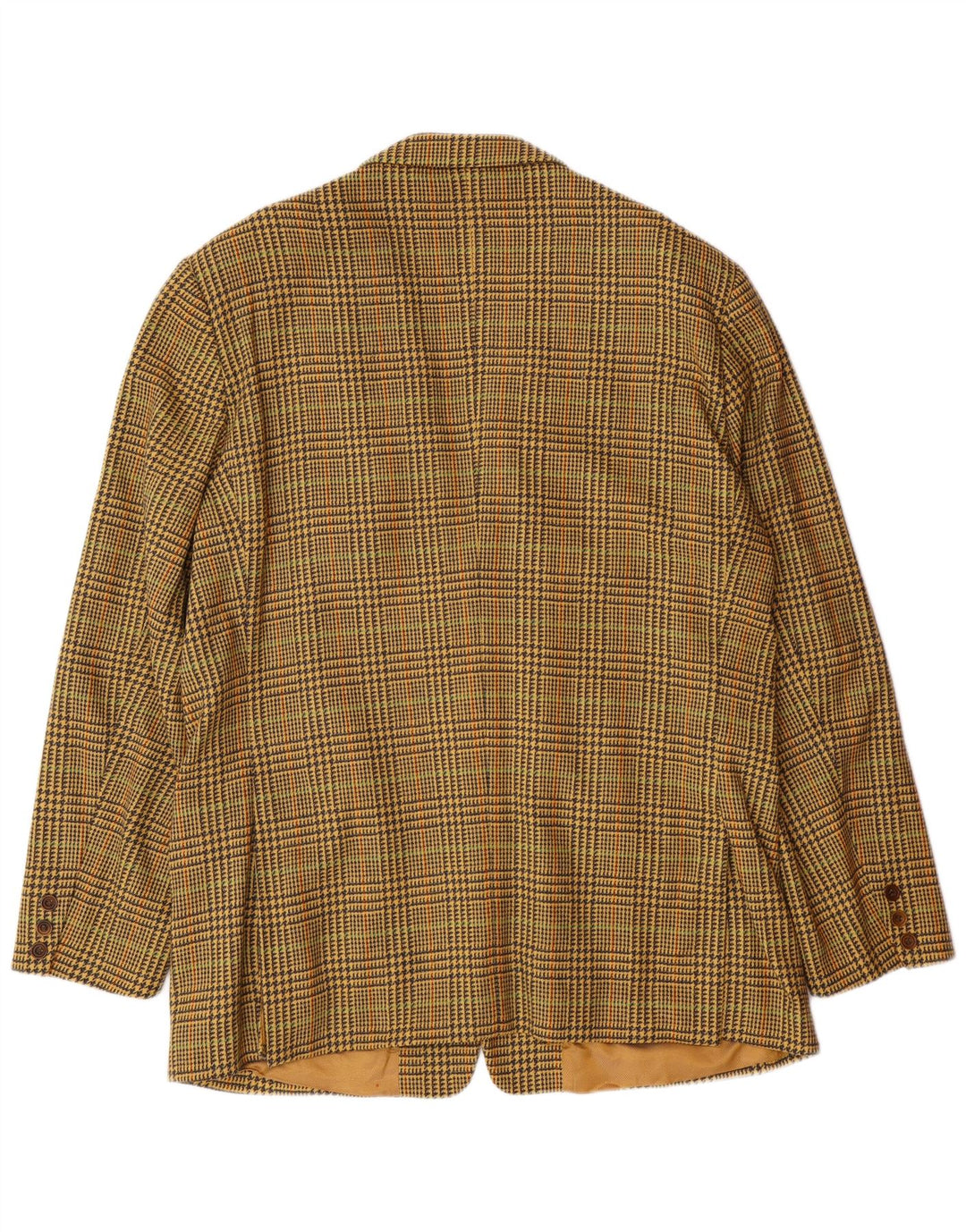 BYBLOS Mens 3 Button Blazer Jacket IT 54 2XL Yellow Houndstooth