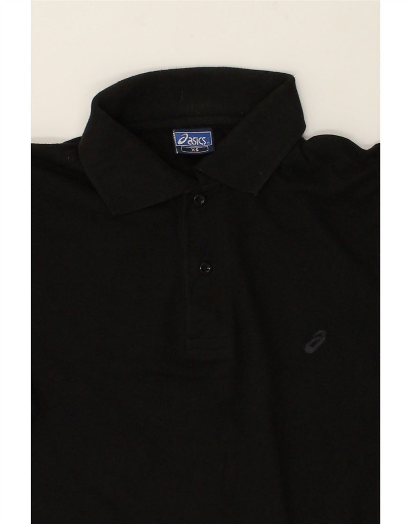 ASICS Mens Long Sleeve Polo Shirt XS Black Cotton | Vintage Asics | Thrift | Second-Hand Asics | Used Clothing | Messina Hembry 